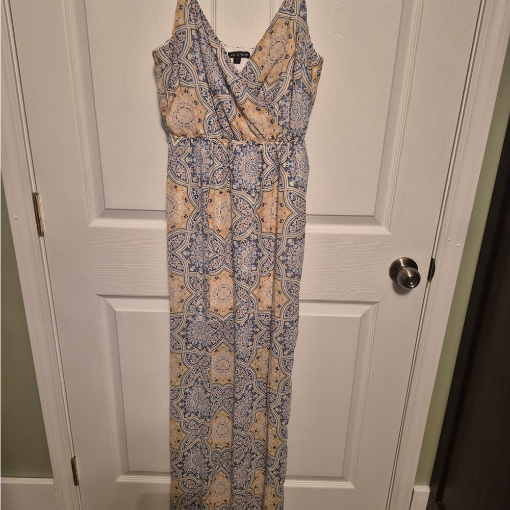 As U Wish Blue and Cream Paisley Maxi Dress